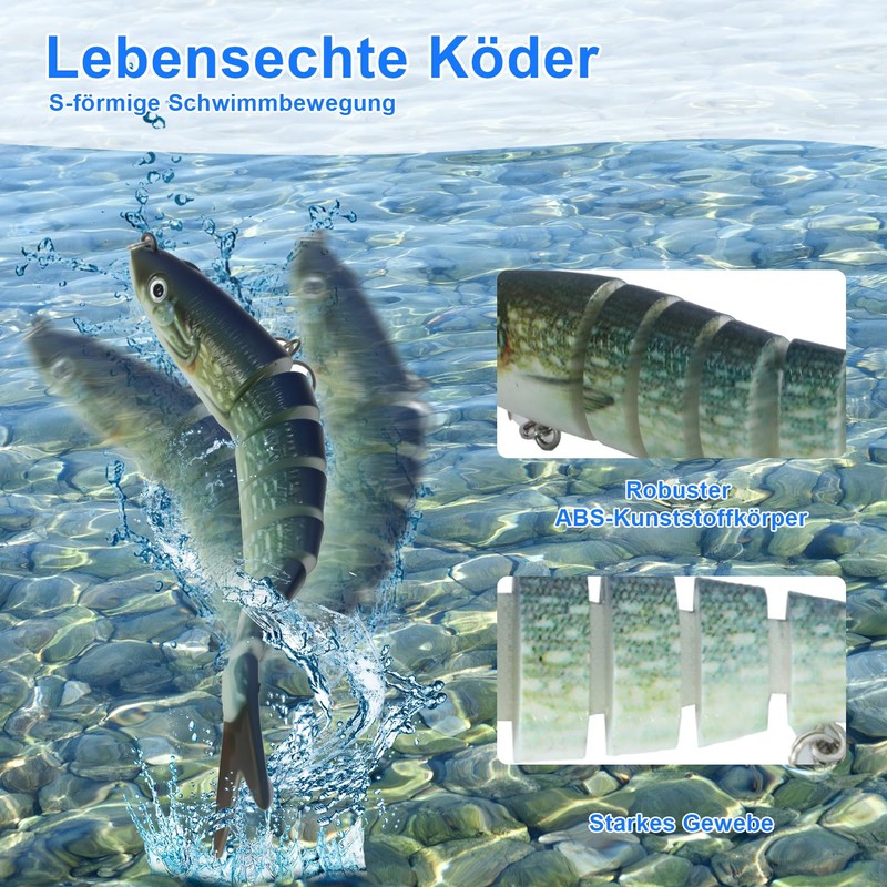 5 Stück Hecht Köder,Wobbler Hecht, Angelköder Lebensechter Kunstköder für Zander,