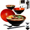 4 Ramen Bowls, 12 pieces Pho set. Red Black Ramen