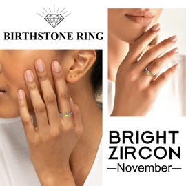 Bestyle Cute Silver Heart Shape Ring for Her Celtic Knot Finger Ring Birth Stone Ring of November 925 Silver Women Fashion Ring -Adjustable