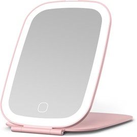 NEZZOE Reisespiegel mit Licht, wiederaufladbarer tragbarer LED-Spiegel, 3-farbige Beleuchtung, 19,1 cm, ultradünn und leicht