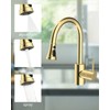 Hibbent Gold Pull Down Faucet Spray Head, 3 Function Faucet