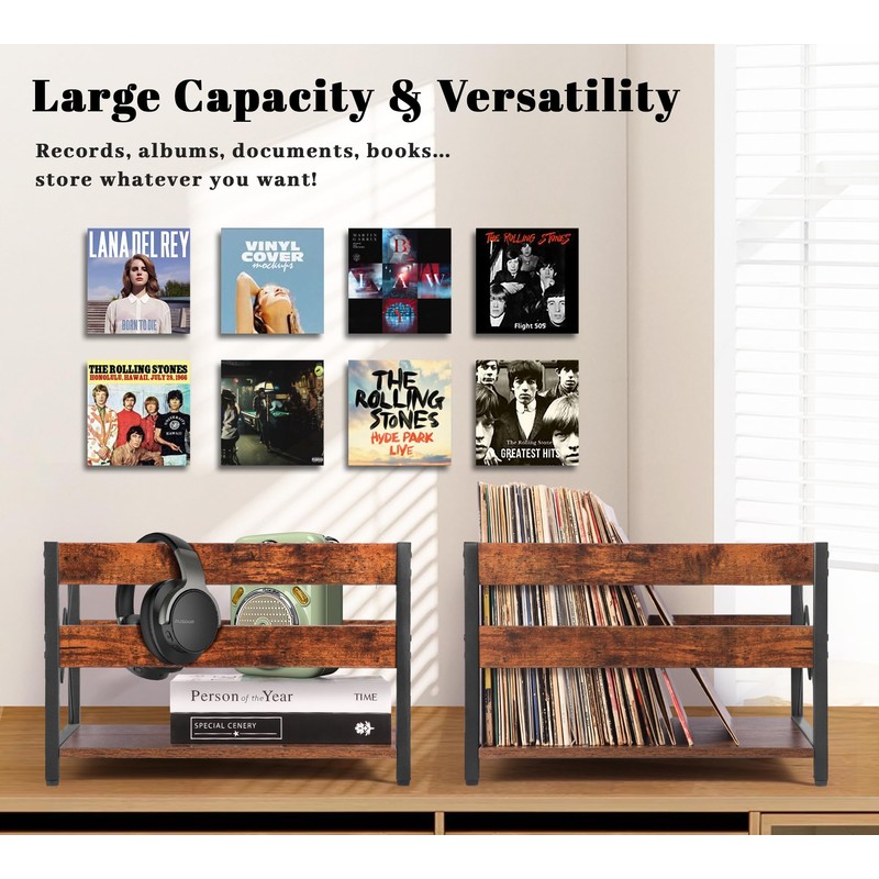 Y&M Vinyl Record Storage Crate, Wooden Storage Box, Classic Cube