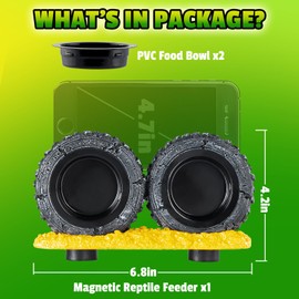 NoraPet Magnetic Reptile Feeder Ledge, Crested Gecko Feeding Ledge with PVC Food Bowls, Tire-Shaped Reptile Food Dish for Crested Gecko Leopard Gecko Lizard Frog Bearded Dragon