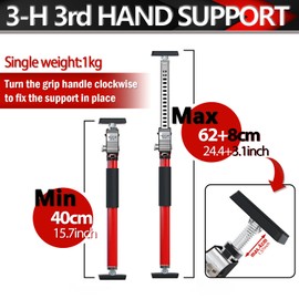 3-H 1PK Third Hand Tool All Metal,Thickened Steel Made Cabinet Installation Tools, Cabinet Jacks for Drywall Jack& Cargo Bars,15.7-27.5 Inches(red)