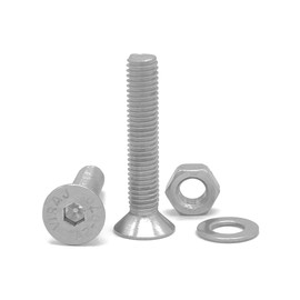 NOLDAR | Countersunk Screws with Hexagon Socket (A2) Stainless Steel (A2) Set of 20 Screws with 20 Nuts and 20 Washers (60 Pieces) Countersunk Screws DIN 7991 / ISO 10642 Fully Threaded (Large M5 x