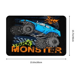 Jbofyee - Alfombra de baño Monster Truck antideslizante, de microfibra suave, lavable, 24 x 16 pulgadas