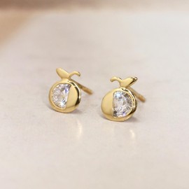 14K Yellow Gold Apple Screwback Stud Earrings