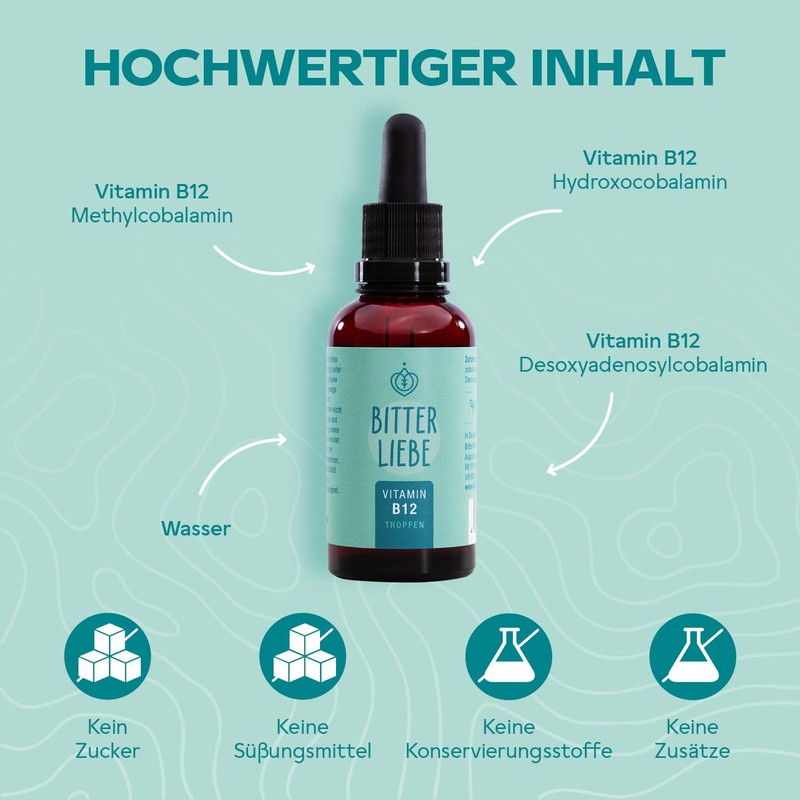BitterLiebe - Vitamin B12 drops high dose - 500 μg