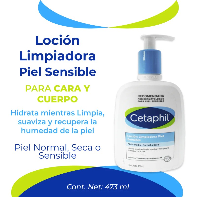 Loción Limpiadora Piel Sensible Cetaphil Dosificador 473ml Sin Aroma