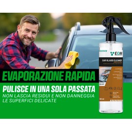 EQM - ECO-107 - Detergente Vetri Auto - 500 ML - Detergente per Vetri Interni ed Esterni - Finestre, Parabrezza e Specchietti - Formato Premium