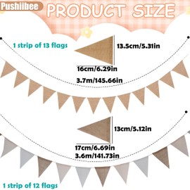 24 Ft/7.3 M Pennant Banner Flags, 25 Flags Burlap Pennant Bunting Banner for Decorations, Yellow and White Triangle Bunting Banner Pennant Banner Garland Flags for Birthday Wedding