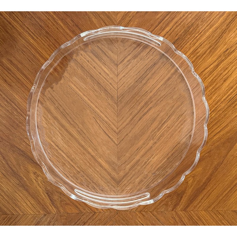 GRAHAM DESIGN Acrylic Scalloped Round Tray with Handles - 10"