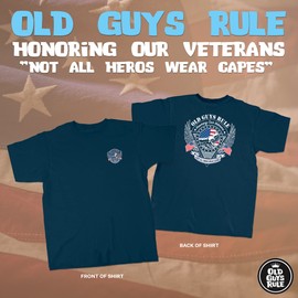 OLD GUYS RULE Men's Graphic T-Shirt, Veteran Eagle - Gift for Dad, Grandpa, Husband, Veteran's Day, Memorial Day, 4th of July - Sentimental Tee for War Heroes, Vets, Military (Navy, X-Large)