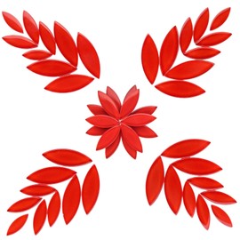 Youway Style Red Leaf Mosaic Tiles for Crafts Bulk,200g Petal Mosaic Glass Pieces,Flower Glass Tiles for DIY Garden Mosaic Making Supplies Kit