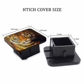 Beabes Tiger Towing Hitch Cover Wildlife Jungle Animal Brown Tiger Trailer Hitch Tube Cover Plug Cap Hitch Cover Universal for 2 Inch Receivers Tube for RVs SUVs and Cars