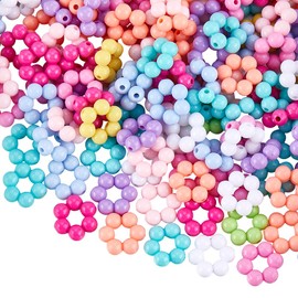 SOFPLATE 200Pcs Acrylic Frame Beads Flower Bead Frames Random Colorful Opaque Hollow Floral Small Focal Beadable Loose Spacer Bead for Jewellery Making Necklaces Bracelets Earrings Supplies DIY Crafts