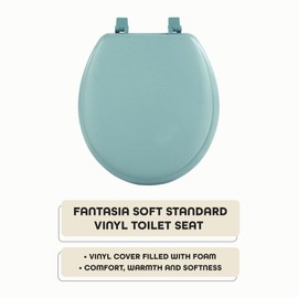 Soft Standard Vinyl Toilet Seat, Light Green - 17 Inch Soft Vinyl Cover with Comfort Foam Cushioning - Fits All Standard Size Fixtures - Easy to Install Fantasia by Achim Home Decor