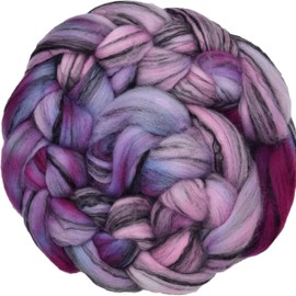 Hand Dyed Superfine Merino Tencel Roving for Spinning and Felting. 4oz Orchid