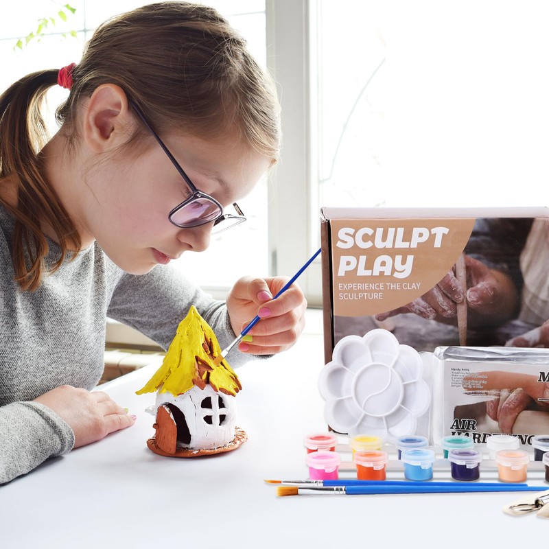 Air Dry Clay Pottery Kit for Beginners Advanced, Natural Air-Dry