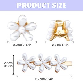 Pack of 12 Pearl Hair Clips, Pearl Small Hair Clips, Mini Flowers Hair Clip, Flower Hair Clip, for Women Girls Birthday and Wedding Party