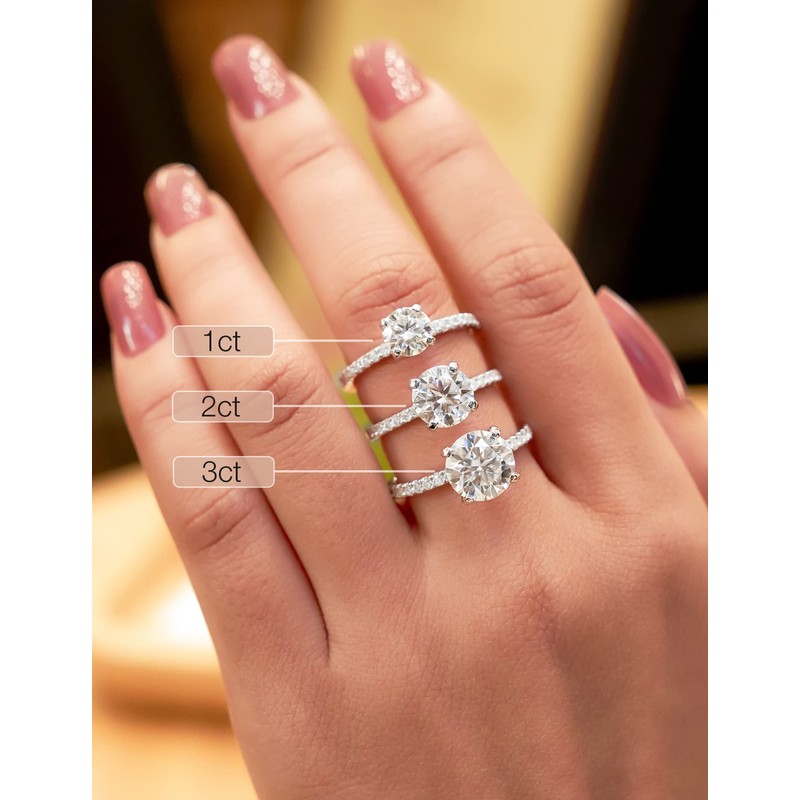 IMOLOVE Moissanite Engagement Ring for Women, Moissanite Wedding band for