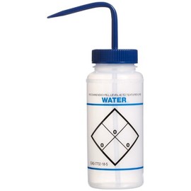 SP Bel-Art Safety-Labeled 2-Color Water Wide-Mouth Wash Bottles; 500ml (16oz), Polyethylene w/Blue Polypropylene Cap (Pack of 6) (F11646-0621)
