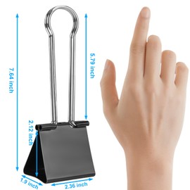 OWLKELA 2.4 inch Extra Jumbo Binder Clips 2 Pcs, Large Paper Clip, Big Paper Clamps, Binder Clips Large Size for Home, School and Office Supplies