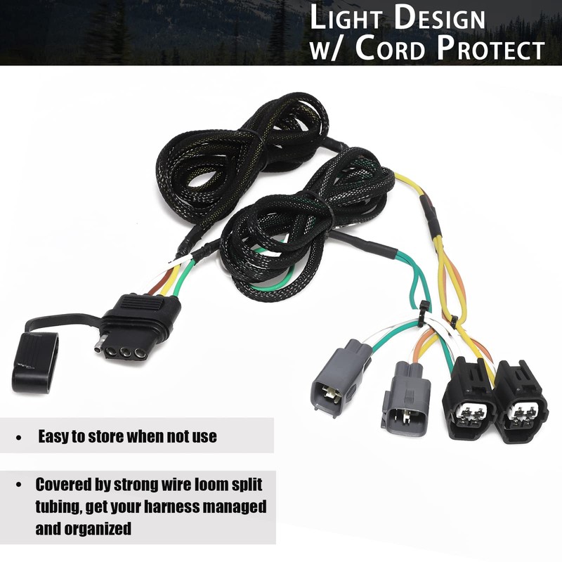 MECMO 4-Way Flat Trailer Wiring Harness 55363 for 1998-2006 Jeep