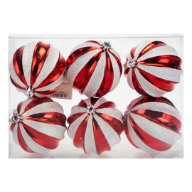 VFM - Red & White 8cm Baubles Stripe Candy Cane (6 Pack) - Christmas Tree Decorations