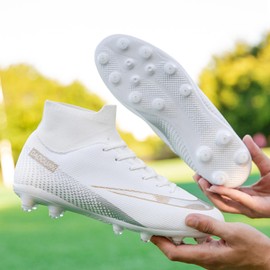 BUFUHA Men's Wide Cleats ag/fg Soccer Cleats for Men, Boys/Girls Flag Football Cleats High Top Training Soccer Shoes Outdoor Soccer Boots