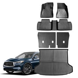 Car Floor Mats & Backrest Mat & Cargo Liner Fit for 2023-2025 Infiniti QX50 All Weather Protectors TPE Rubber 2023 2024 2025 Infiniti QX50 Accessories (Fit 2023-2025 QX50 Full Set)