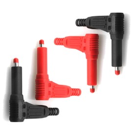 DGZZI 90 Degree Right Angle Banana Plug 4PCS 4mm Black and Red Shrouded Right Angle Plug Connector for Safety Test