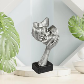 Lifestyle & More Exclusive Decorative Bust Sculpture Couple Ceramic Black/Silver Height 30 cm