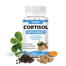 SCOLA Cortisol Supplement for Women and Men with Magnesium, Ashwagandha/L-Theanine, Cortisol Detox Manager, Cortisol Reducer Supports Relaxation & Calm, Mood, Sleep, 120 Count