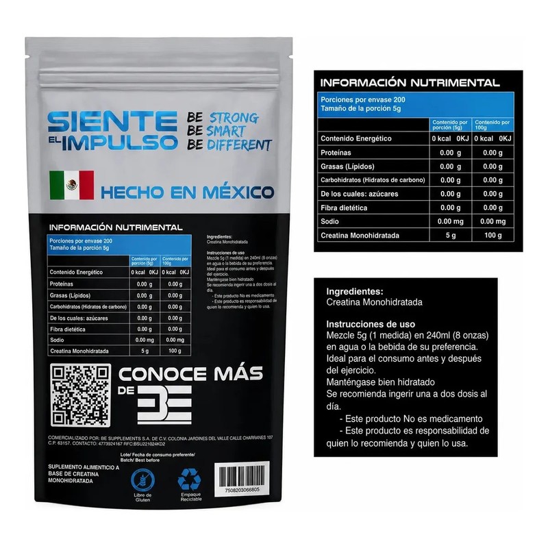 Be Supplement Creatina Sabor Natural 1kg