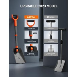 AstroAI 39" Folding Snow Shovel for Car, Extendable Snow Shovel with Thickened Aluminum Handle and Reinforced Iron Hinge, Portable and Multifunctional for Cars, Snowmobiles, Camping and Mud, Grey