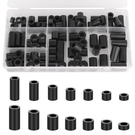 Pack of 110 Spacer Sleeves Plastic M6 M8 ABS Round Spacer Washers Insulation Washers with Storage Box Spacer Screws for Connecting Circuit Boards