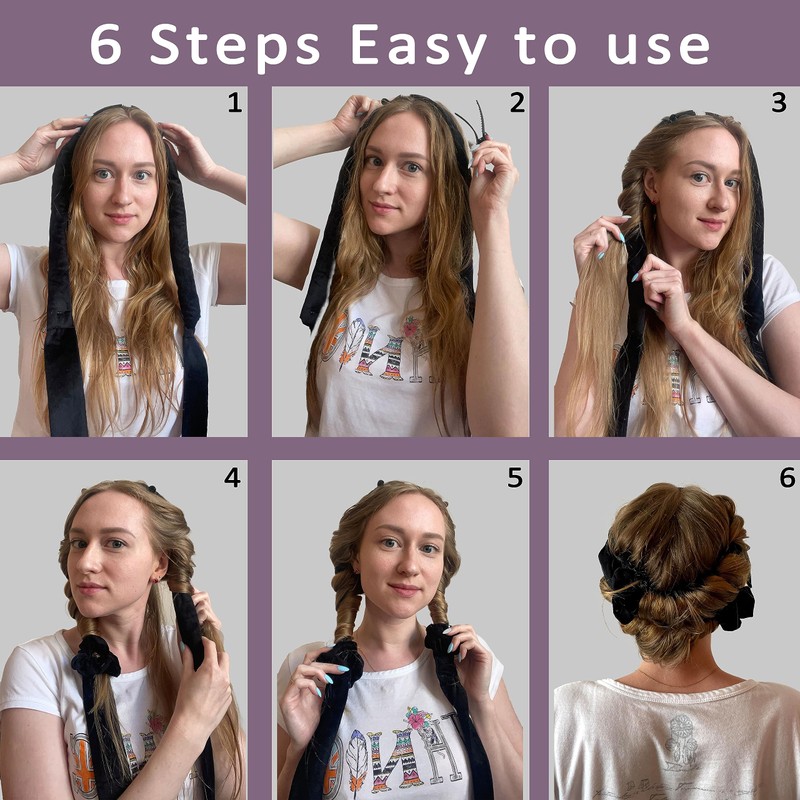 Qsyone Velvet Hair Heatless Curl Headband Set, No Heat Curling