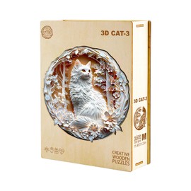 Wooden Puzzle Adults and Children, 3D Cat-3 Circular Unique Puzzle, Wooden Puzzle Adults with Wooden Gift Box (L-300 Pieces)