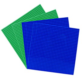 Tiardey Pack of 4 Building Plates for Building Blocks Premium Building Plates Compatible with Most Brands（25.5 x 25.5 cm） Green+Blue