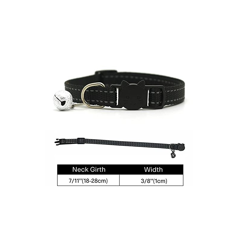 Cat/Kitten Collar with Bell & Reflective Stripes, Quick Safety Buckle