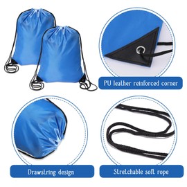 Sliverdew 2 Pcs Blue Drawstring Backpack - Sports Cinch Sack, Gym & Swimming String Bags