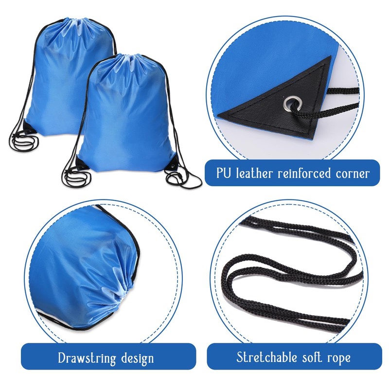 Sliverdew 2 Pcs Blue Drawstring Backpack - Sports Cinch Sack,