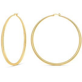 MILLA 14K Gold Hoop Earrings For Women, Silver Hoop Earrings & Rose Gold Earrings with Graduated Curvature (14K Gold Plated/XX-Large - 3.4 in)