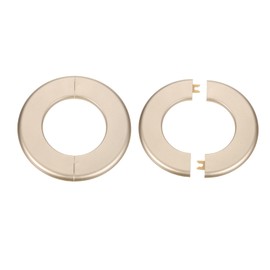 HARFINGTON 2pcs Wall Split Flange 78mm/3.1" Self-Adhesive Plumbing Cover Plates ABS Plastic Round Escutcheon Plate Buckle Design for Water Pipe Bathroom Kitchen Decoration, Gold Tone