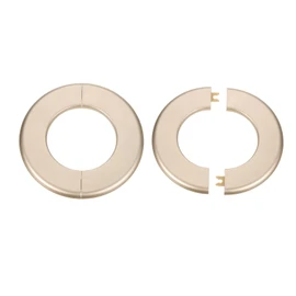 HARFINGTON 2pcs Wall Split Flange 78mm/3.1" Self-Adhesive Plumbing Cover Plates ABS Plastic Round Escutcheon Plate Buckle Design for Water Pipe Bathroom Kitchen Decoration, Gold Tone