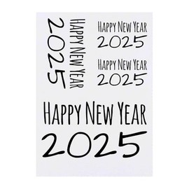 Azeeda 4 x 'Frohes neues Jahr 2025' Temporäre Tattoos - Wasserfest, Hautfreundlich & Ungiftig · Transfers in Verschiedenen Größen (TO00080770)