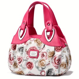 Fashion Vegan Leather Handbag for Women Multi Pocket Large Tote Bags Satchel Soft Printed Purses
