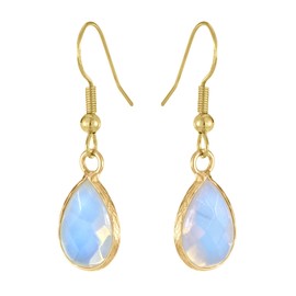 AeraVida Fantasy Fairy Dewdrops Blue Moonstone and Gold-Plated Silver Dangle Earrings
