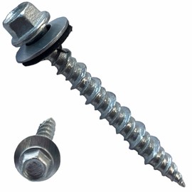 Metal Roofing Screws - #10 x 1.5” – Self Tapping ¼” Hex Head with EPDM Rubber Washer – for Metal to Wood, Corrugated Roofing, Siding, Sheds, Pancake Screw - Hex Drive Easy Install - Galvanized (250)